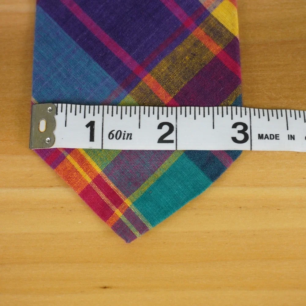 Polo Ralph Lauren Necktie Kids Multi-Color Plaid Cotton Preppy Handmade USA
